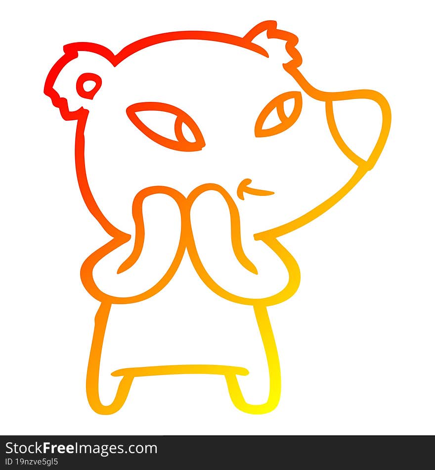 warm gradient line drawing cute cartoon bear