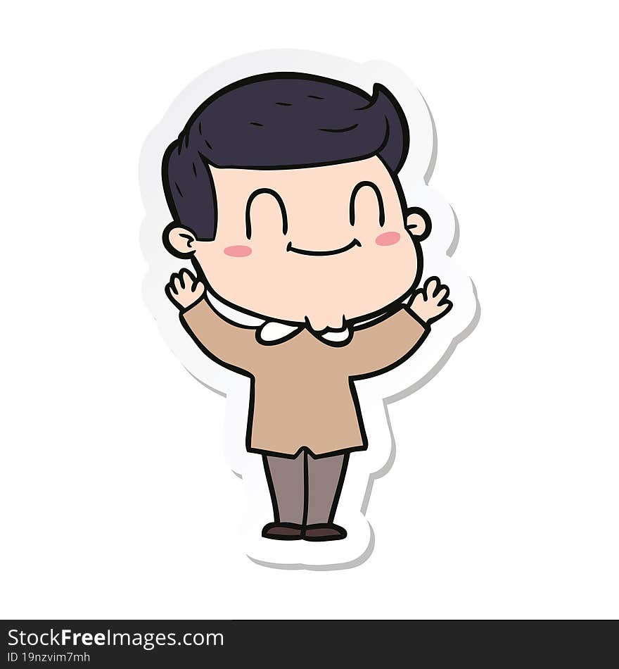 sticker of a cartoon friendly man