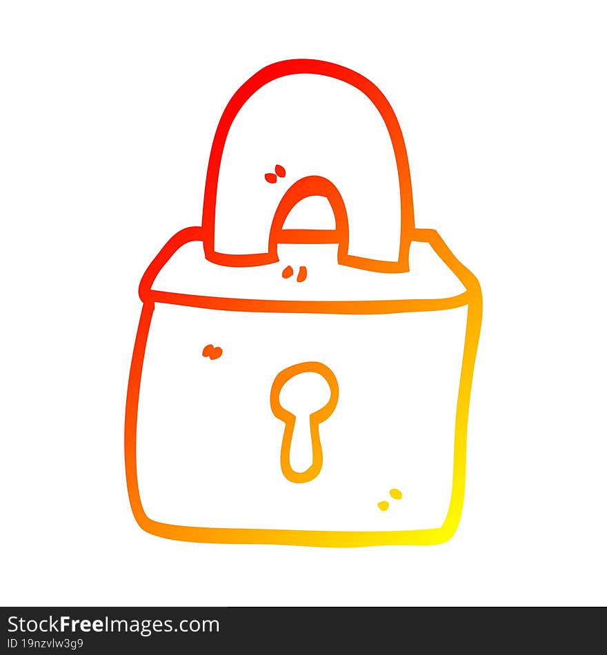 warm gradient line drawing of a cartoon locked padlock