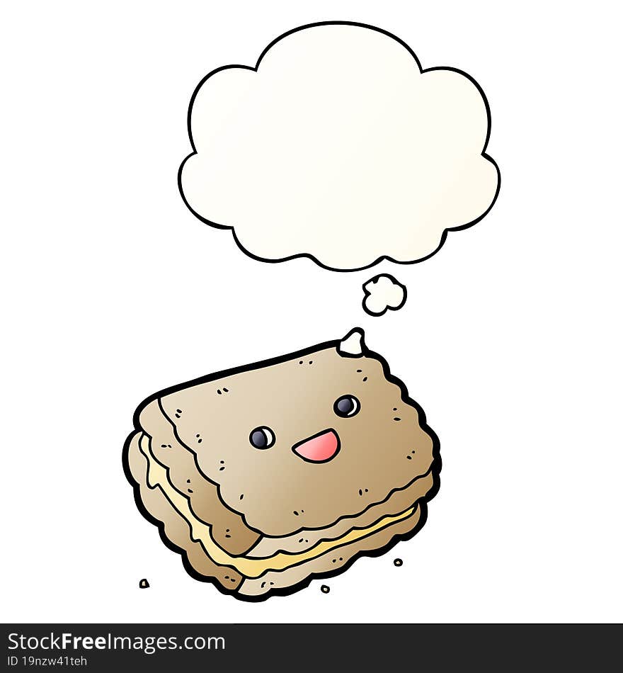 cartoon biscuit and thought bubble in smooth gradient style