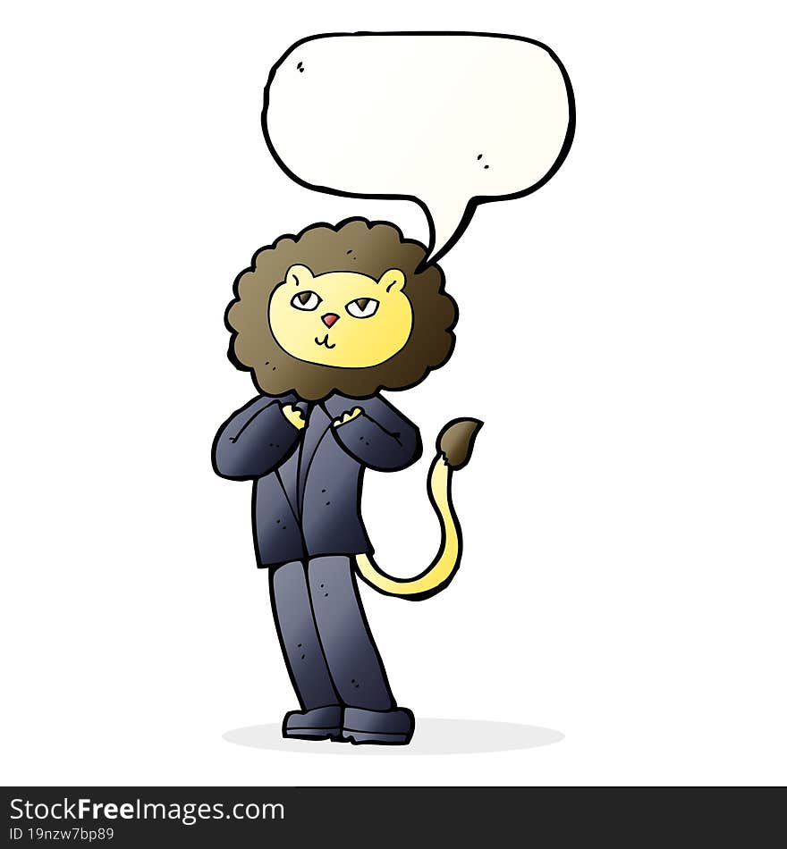 Cartoon Lion Businessman With Speech Bubble