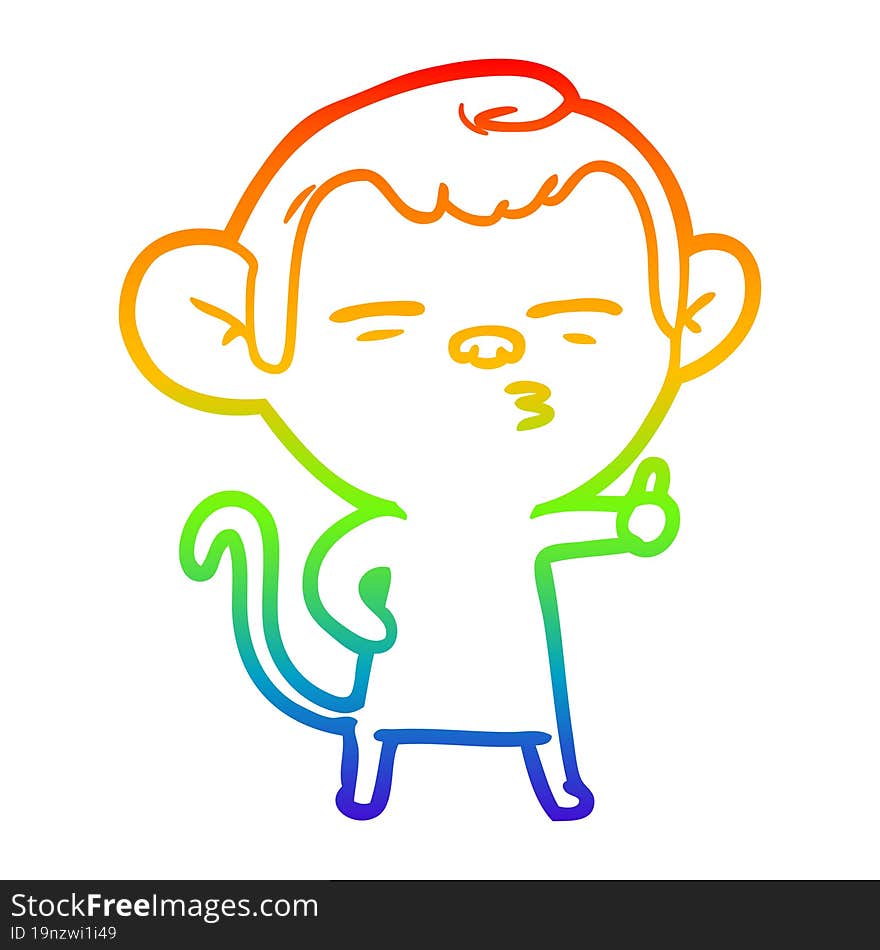 rainbow gradient line drawing cartoon suspicious monkey