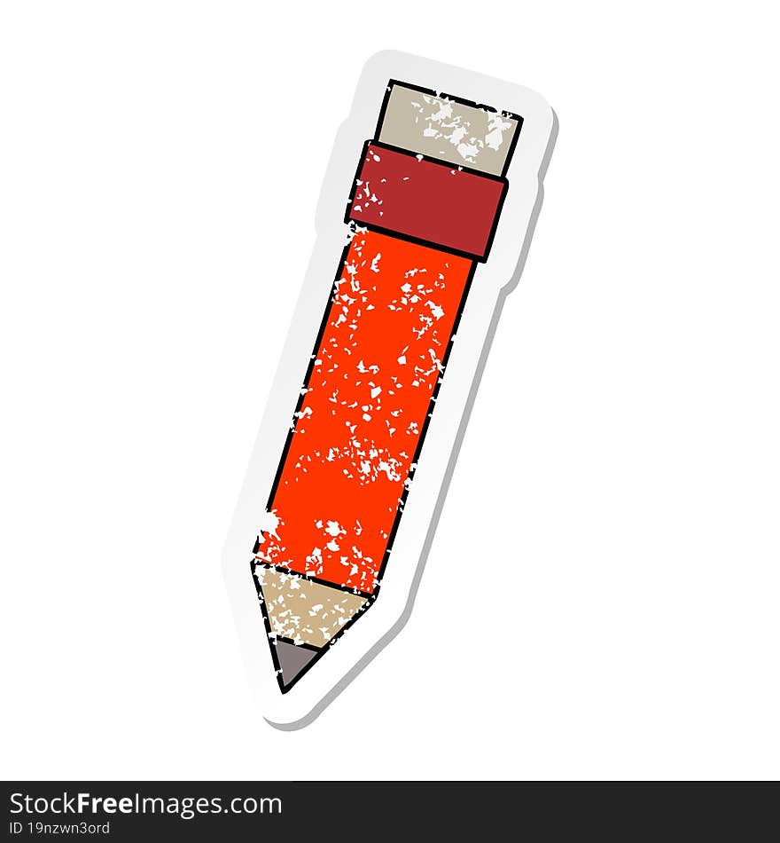 Distressed Sticker Of A Quirky Hand Drawn Cartoon Pencil