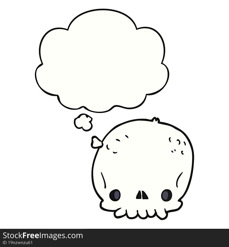 cartoon skull and thought bubble