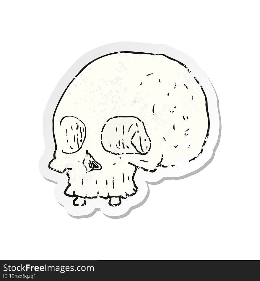 retro distressed sticker of a cartoon old skull