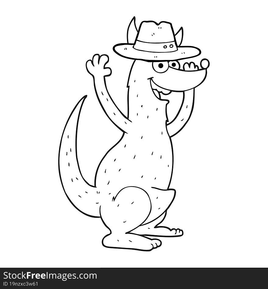 black and white cartoon kangaroo