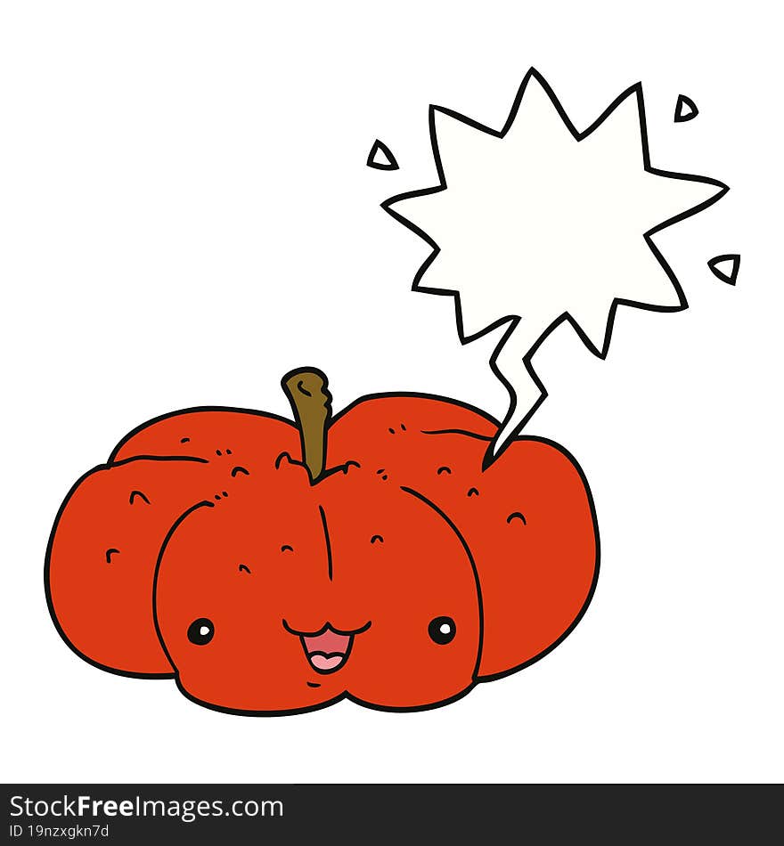 Cartoon Pumpkin And Speech Bubble