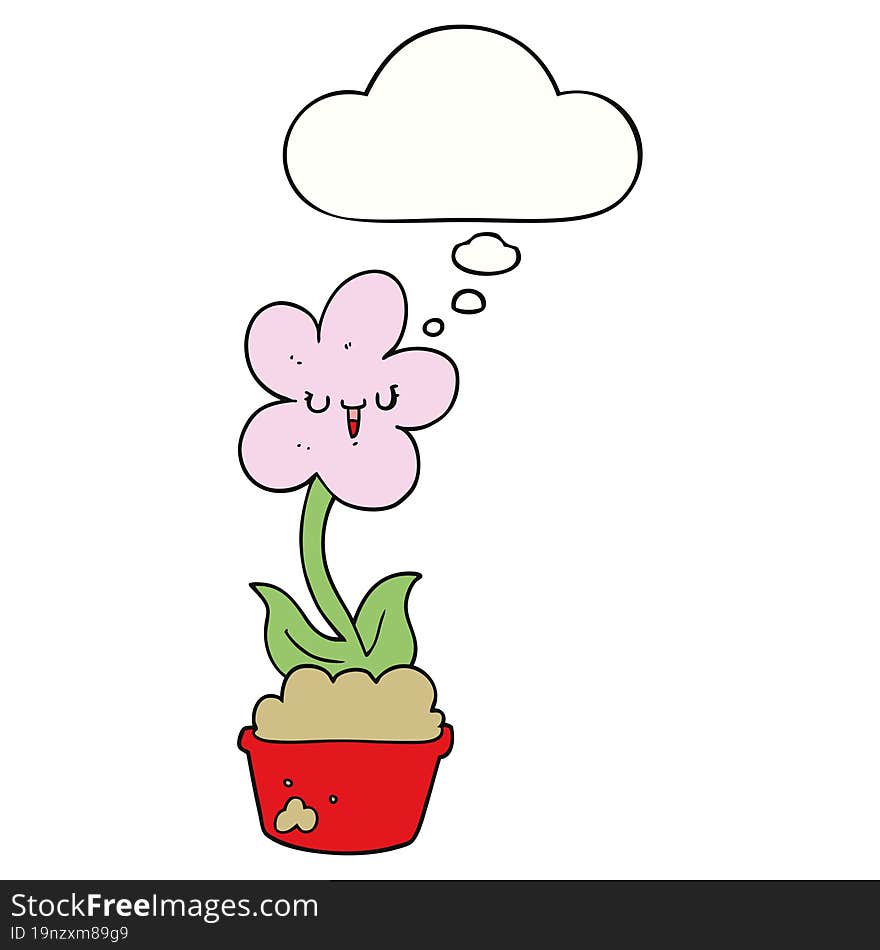 cute cartoon flower with thought bubble. cute cartoon flower with thought bubble