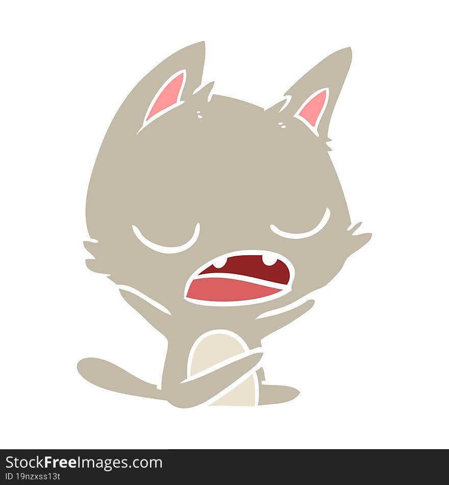 Talking Cat Flat Color Style Cartoon