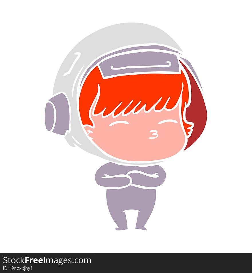 flat color style cartoon curious astronaut