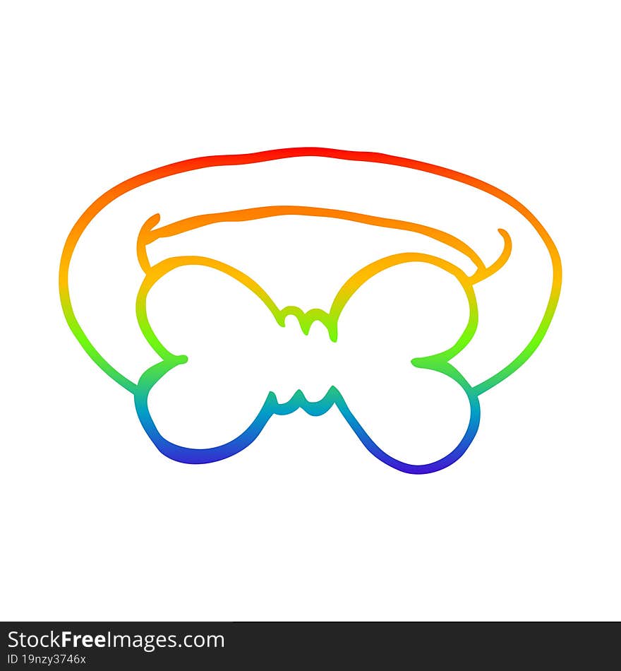 Rainbow Gradient Line Drawing Cartoon Bow Tie