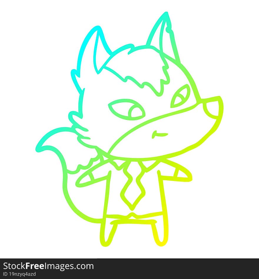 Cold Gradient Line Drawing Friendly Cartoon Wolf Manager