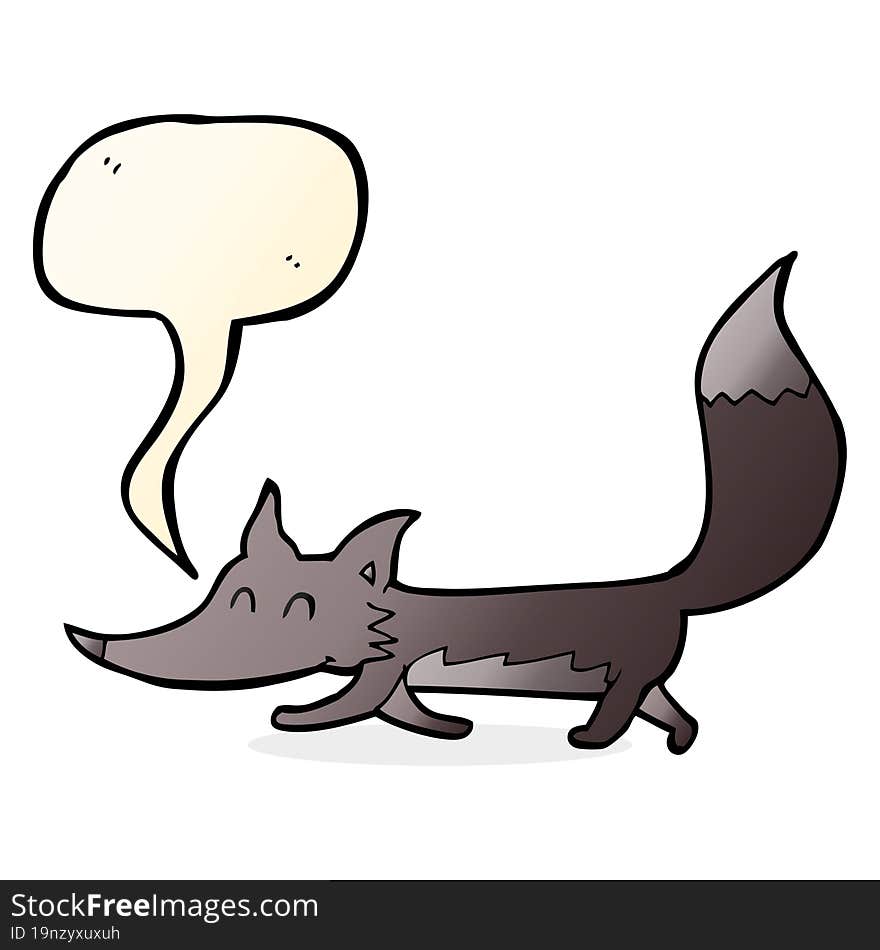 cartoon little wolf with speech bubble