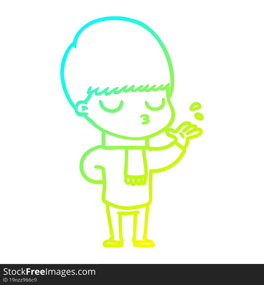 cold gradient line drawing cartoon calm boy