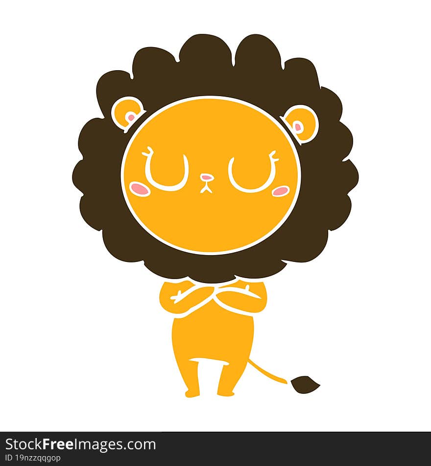 Flat Color Style Cartoon Lion