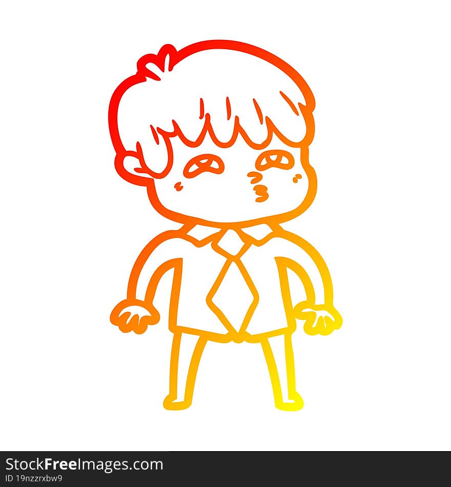 warm gradient line drawing cartoon curious man