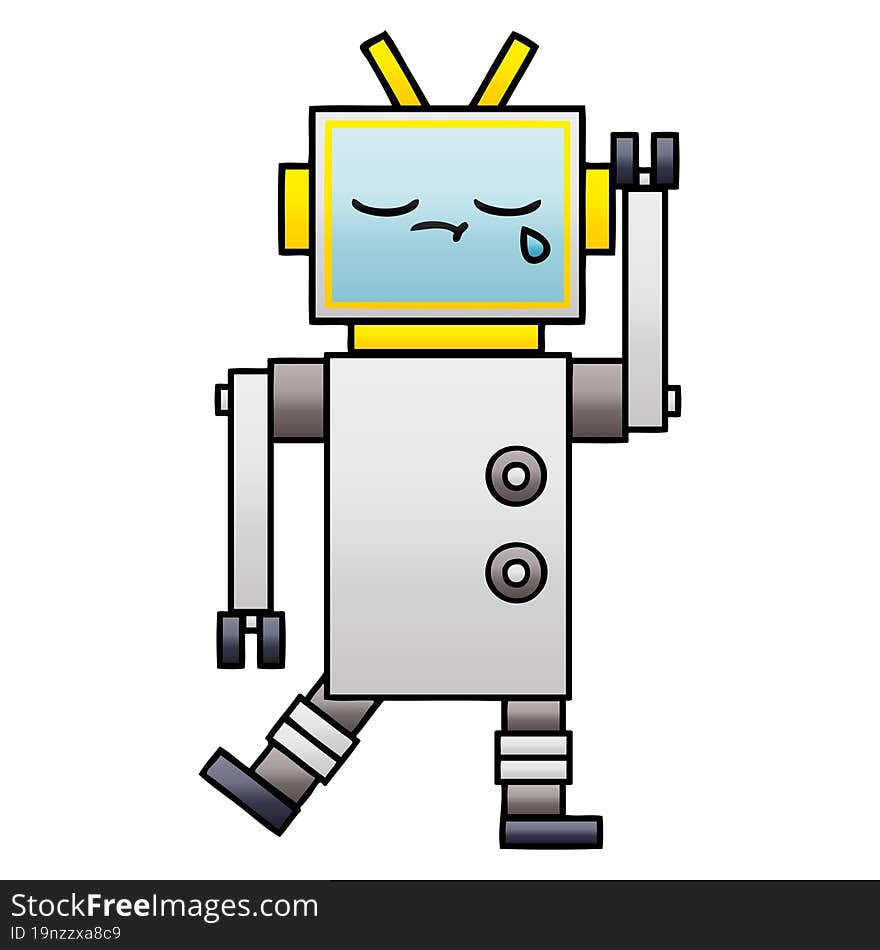 gradient shaded cartoon crying robot