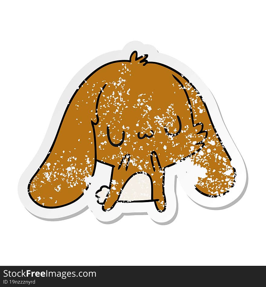 Distressed Sticker Cartoon Kawaii Cute Bunny