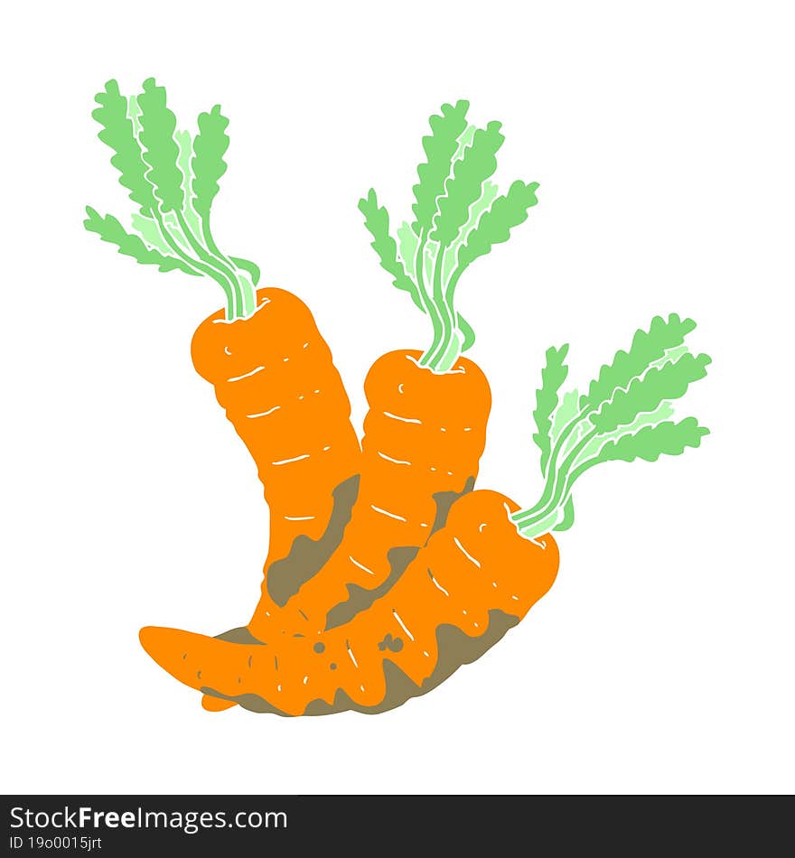 flat color illustration of a cartoon carrots