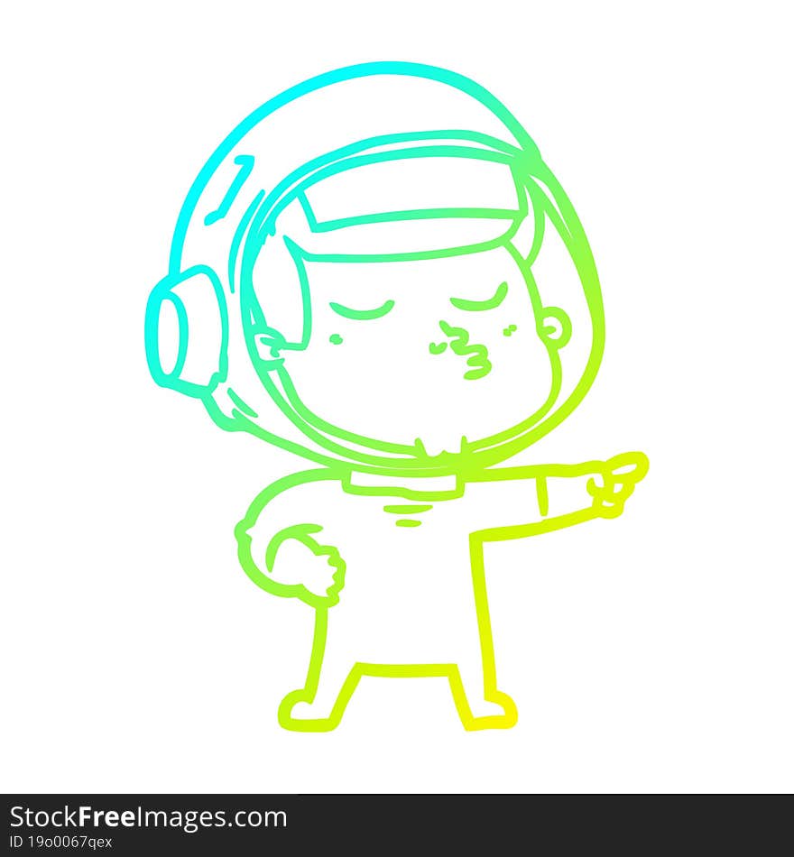 cold gradient line drawing cartoon confident astronaut