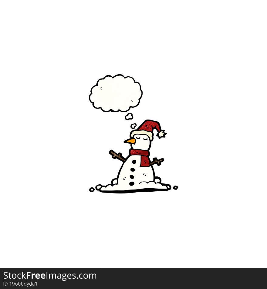 Snowman With Thought Bubble Cartoon