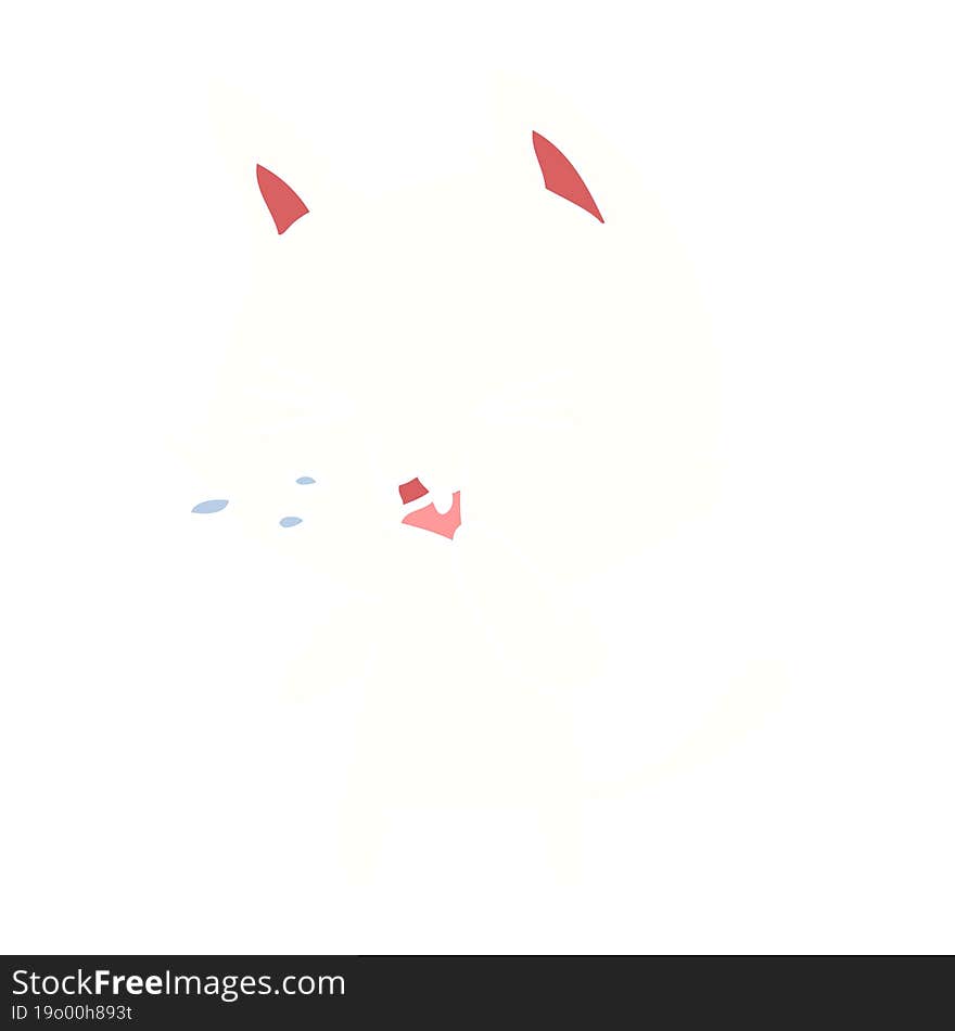 flat color style cartoon cat hissing