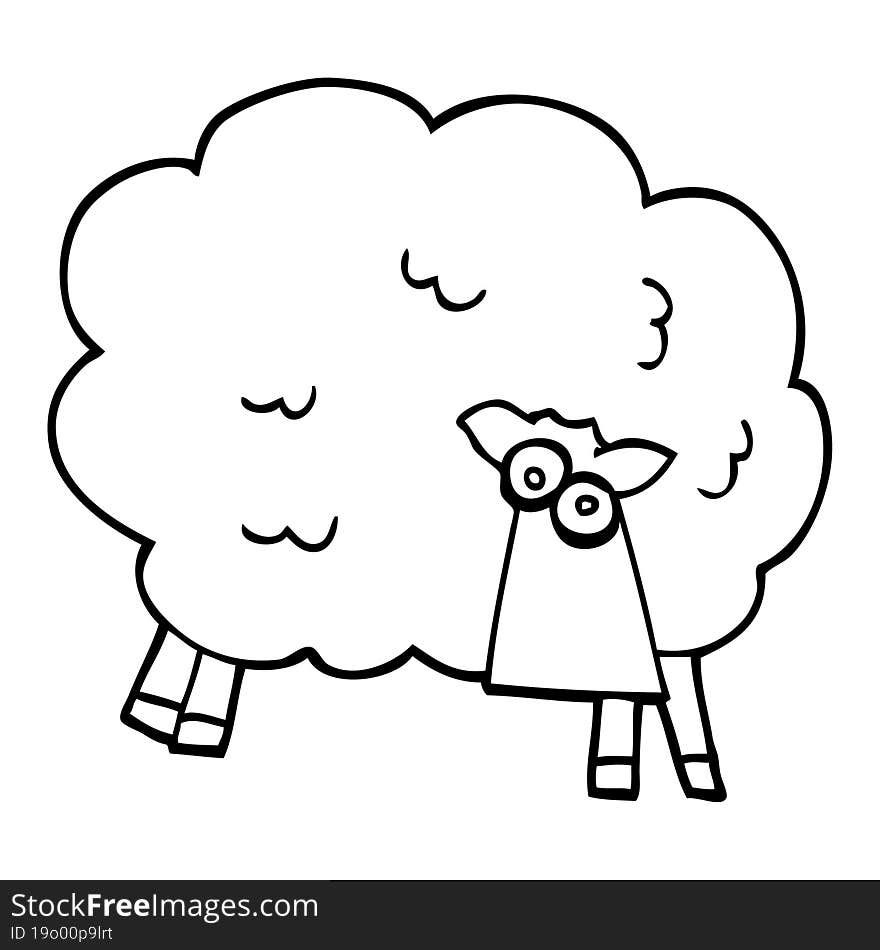 line drawing cartoon black sheep