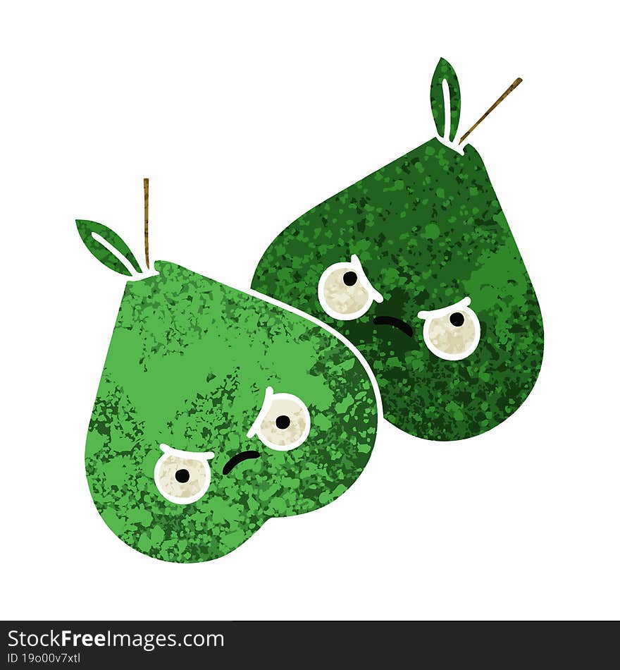 retro illustration style cartoon pears