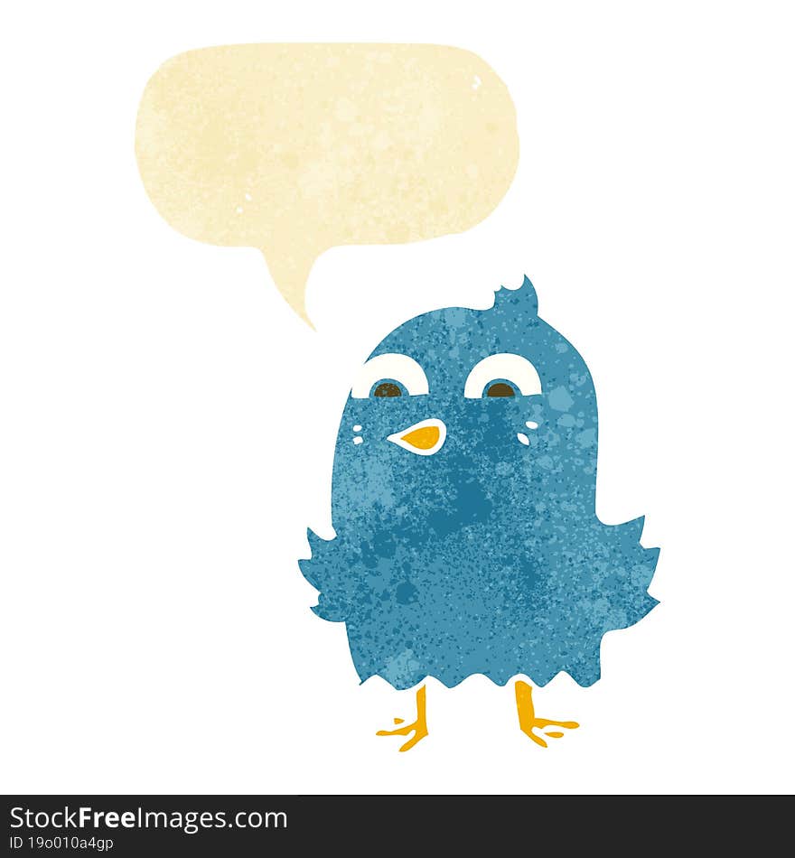 funny cartoon bird with thought bubble