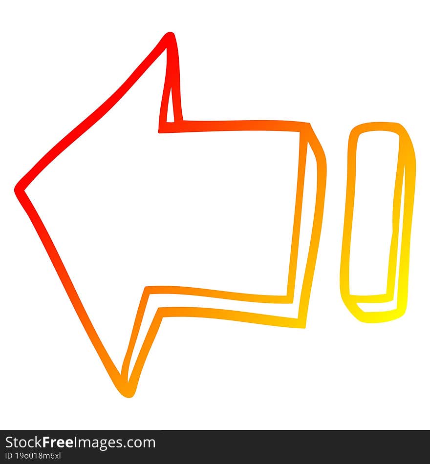 warm gradient line drawing cartoon pointing arrow