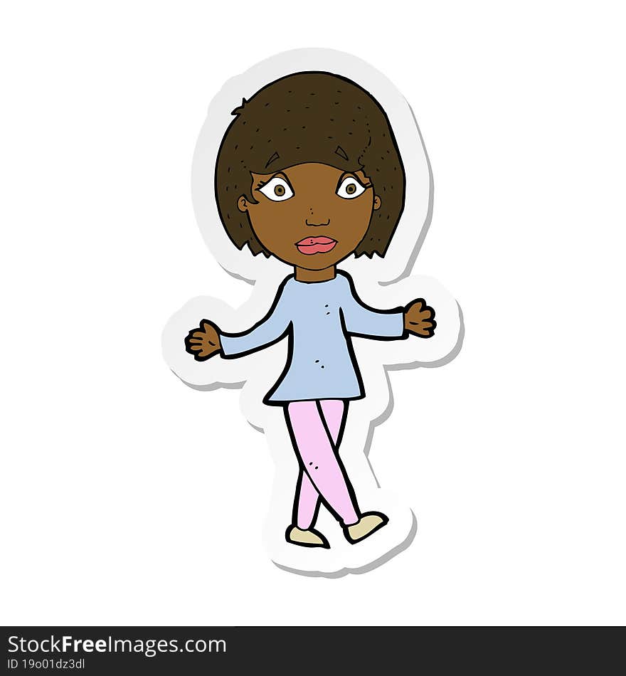 sticker of a cartoon surprised woman