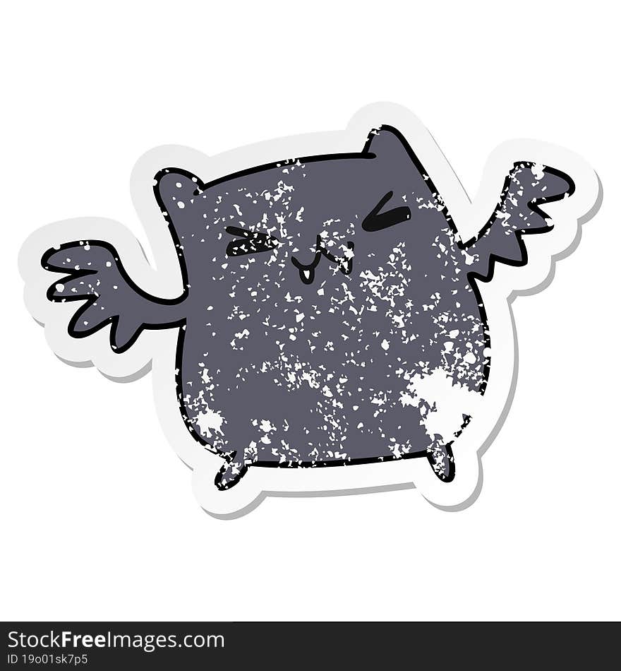 Distressed Sticker Cartoon Of A Kawaii Cute Bat