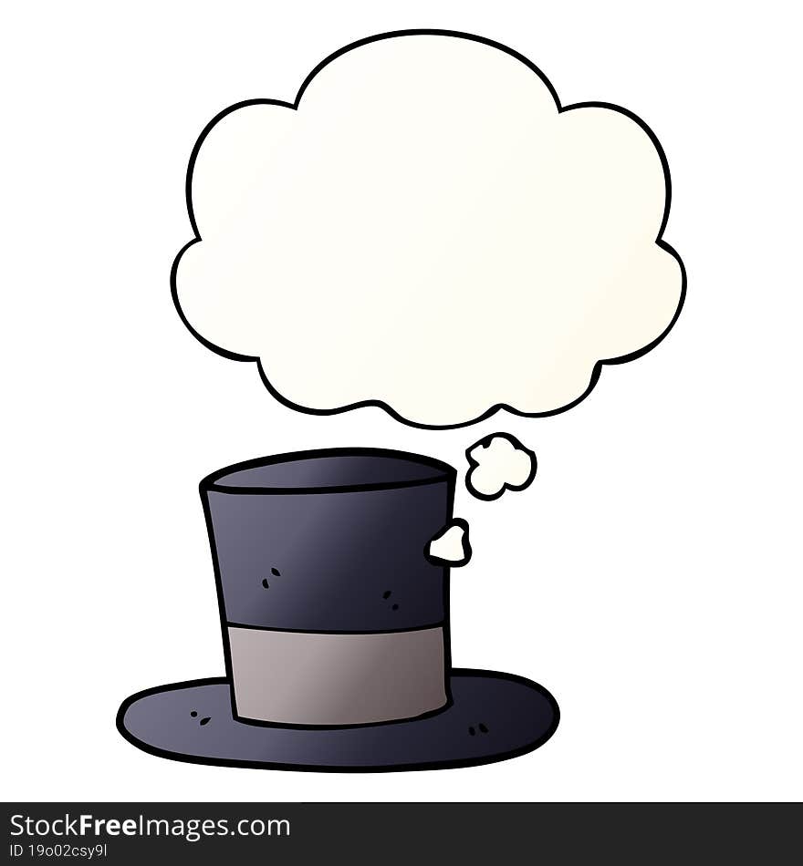 cartoon top hat and thought bubble in smooth gradient style