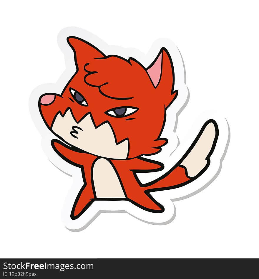 sticker of a clever cartoon fox