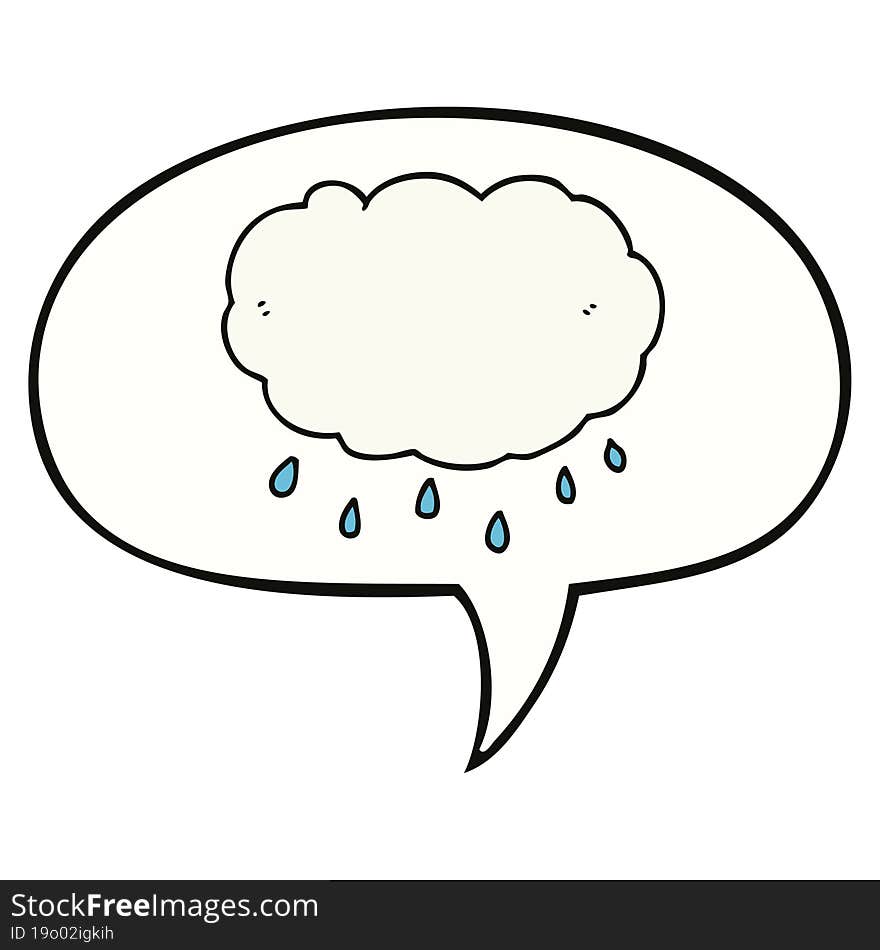 cartoon rain cloud with speech bubble. cartoon rain cloud with speech bubble