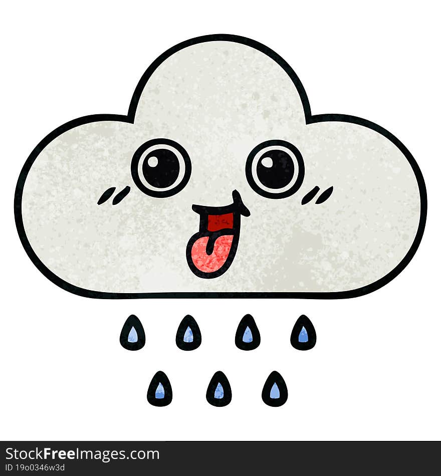 Retro Grunge Texture Cartoon Rain Cloud