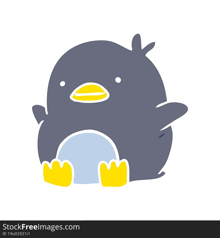 cute flat color style cartoon penguin