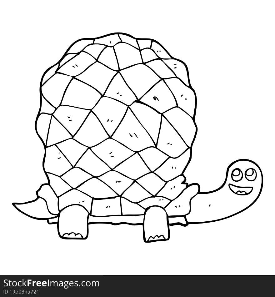 black and white cartoon tortoise