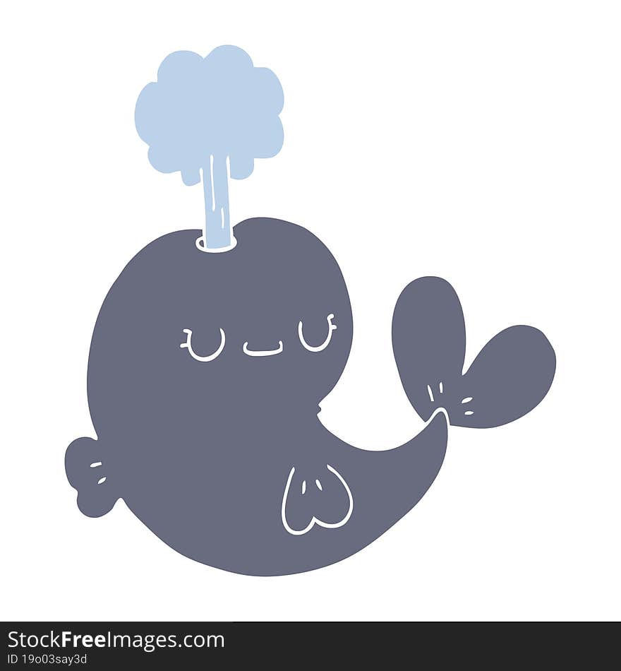 cute flat color style cartoon whale