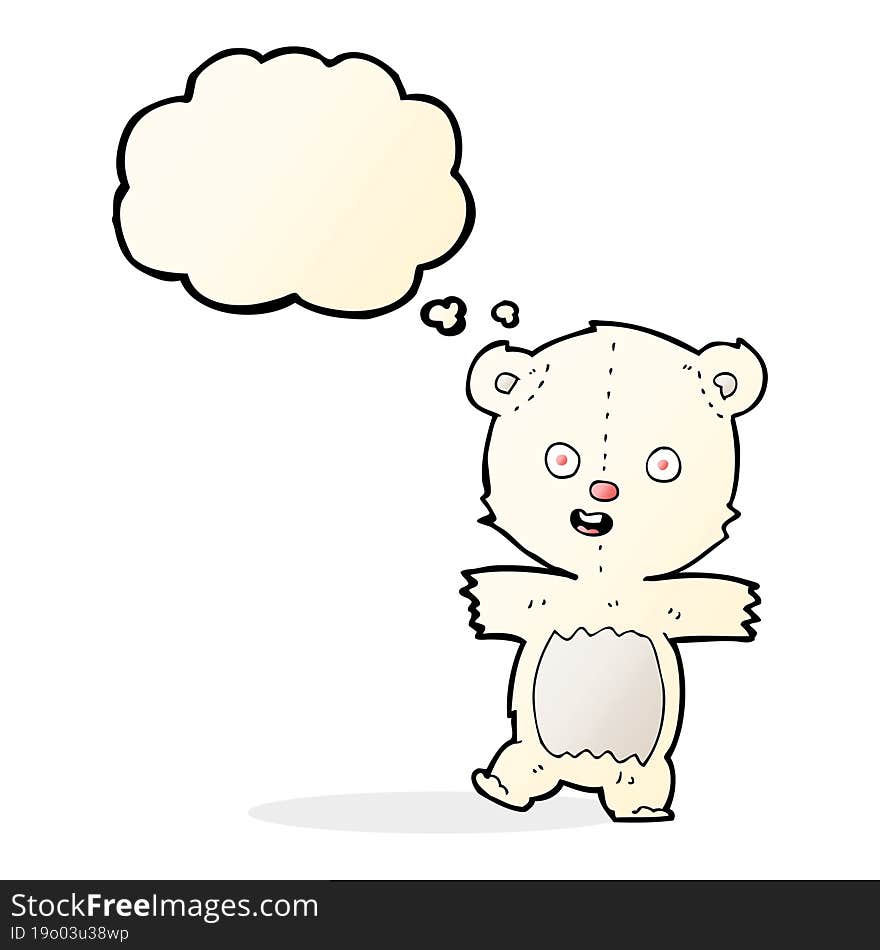 cartoon cute polar bear cub with thought bubble