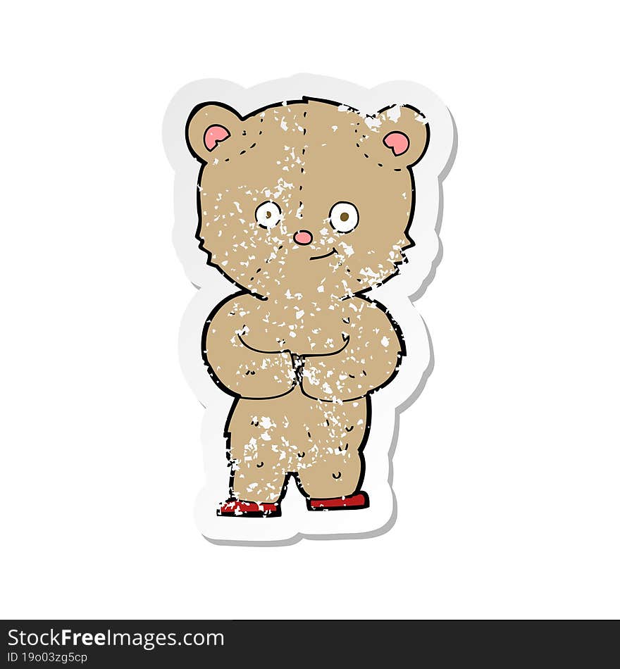 retro distressed sticker of a cartoon teddy bear