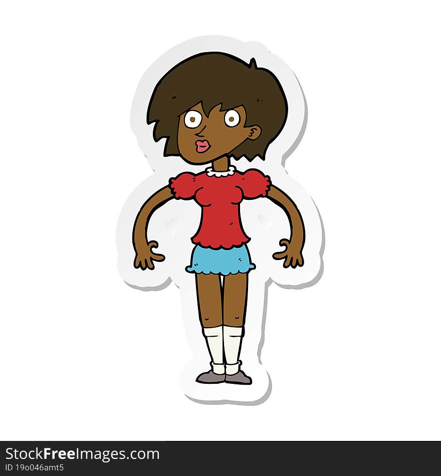 sticker of a cartoon surprised woman