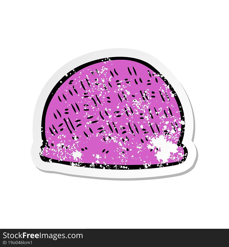 retro distressed sticker of a cartoon hat