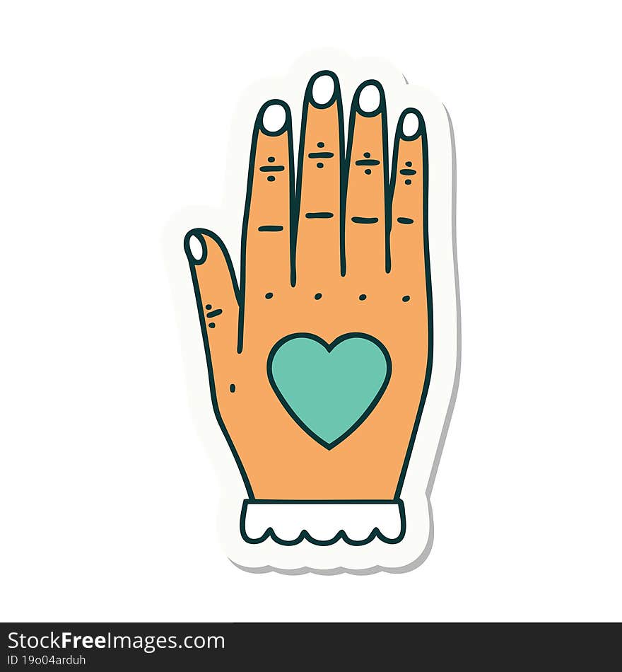 sticker of tattoo in traditional style of a hand. sticker of tattoo in traditional style of a hand