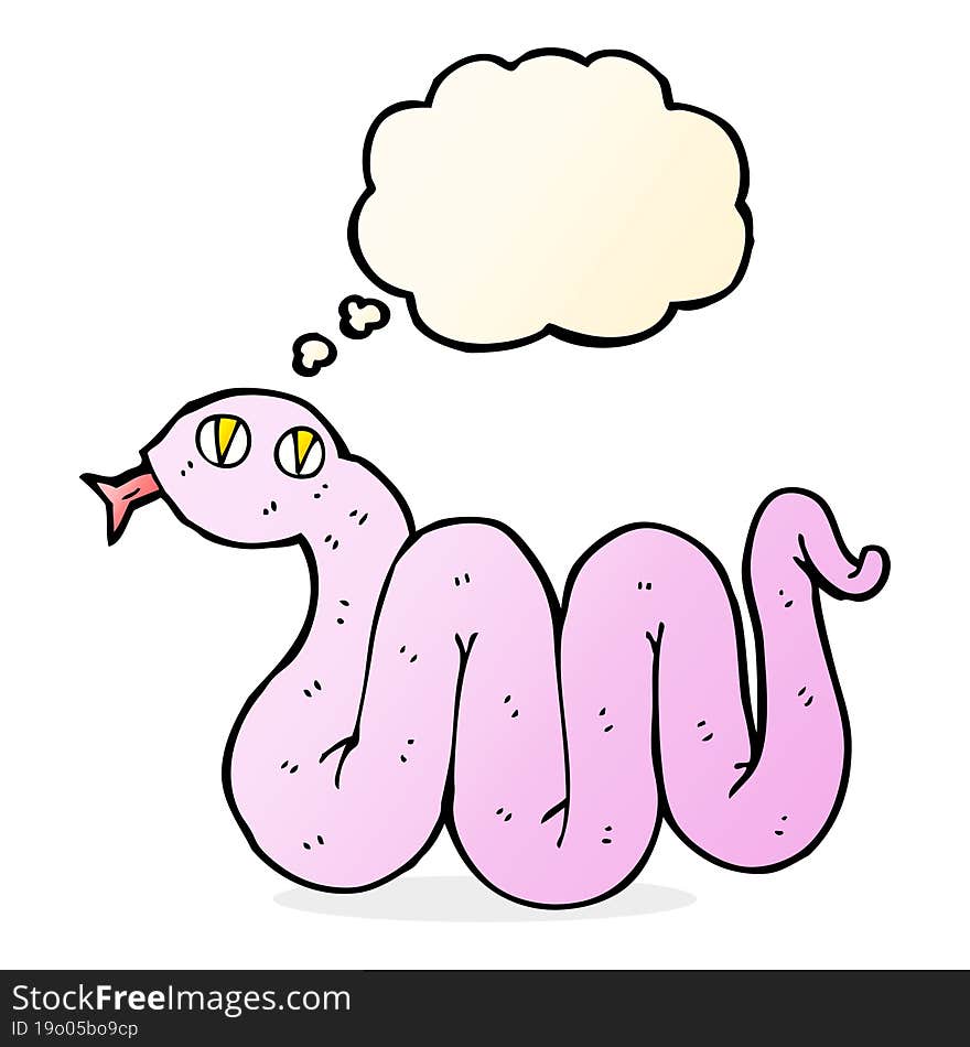 funny cartoon snake with thought bubble