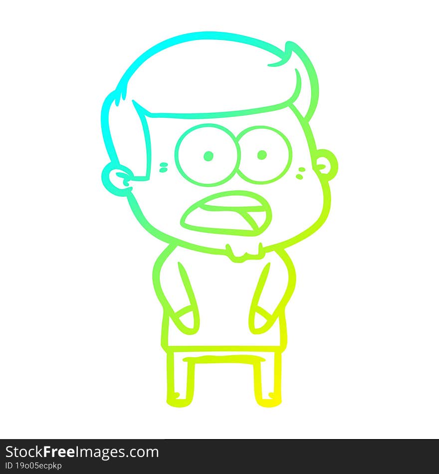 cold gradient line drawing cartoon shocked man