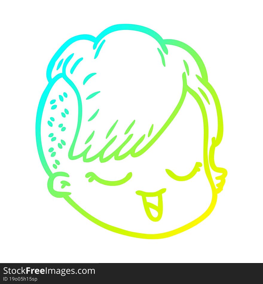 cold gradient line drawing cartoon female face