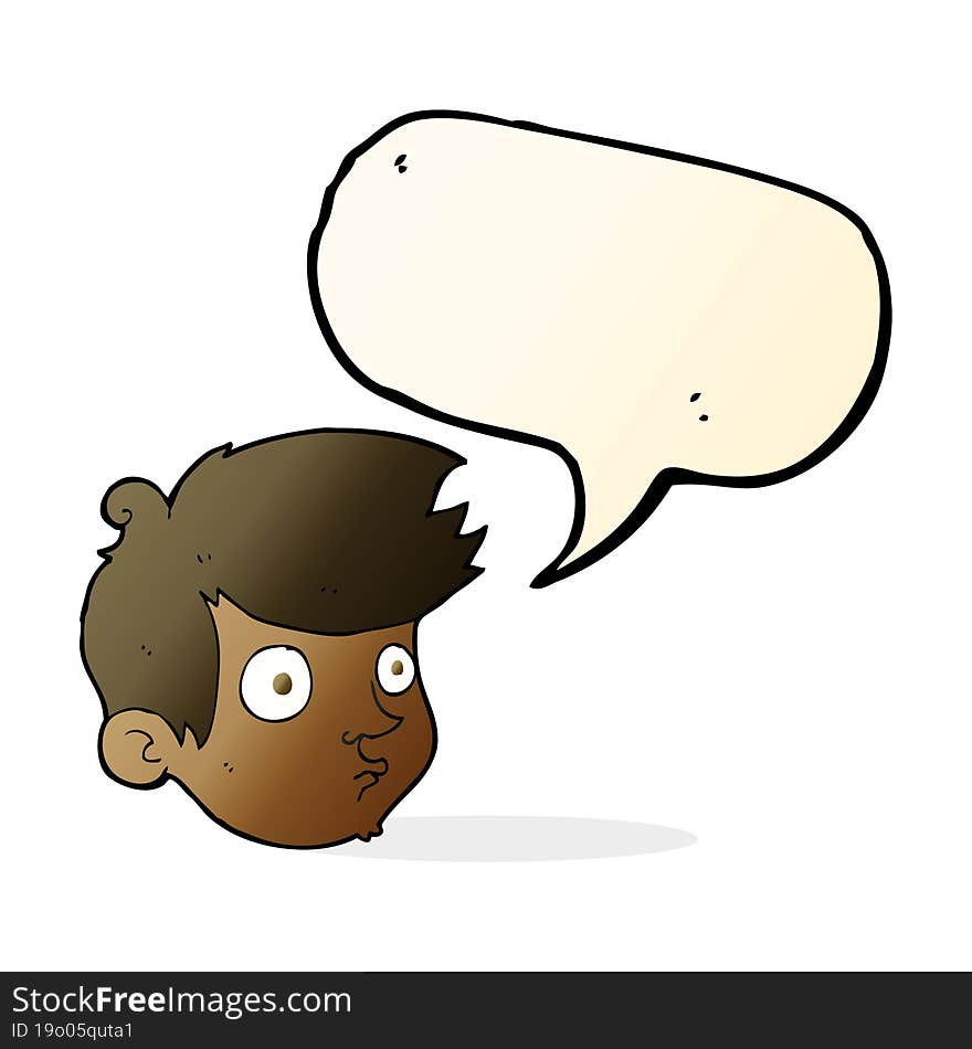 cartoon staring boy with speech bubble