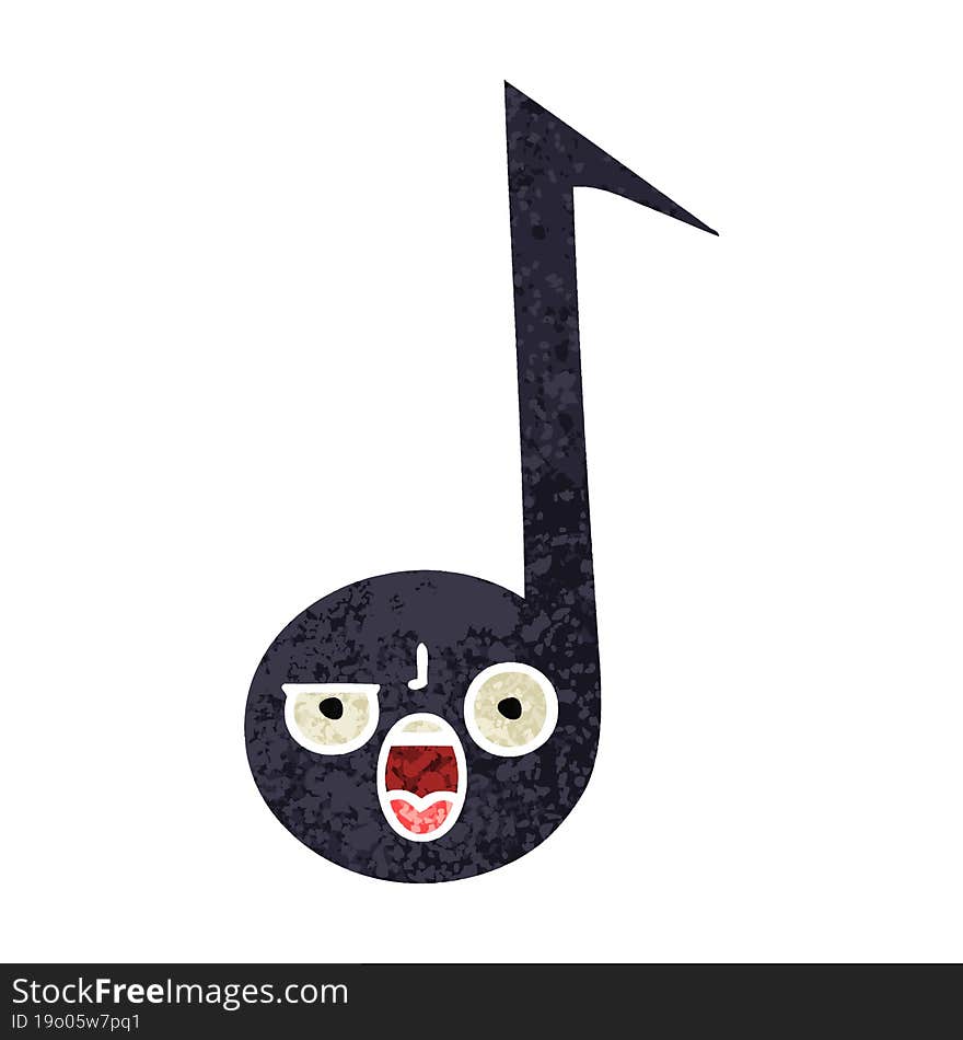 retro illustration style cartoon musical note