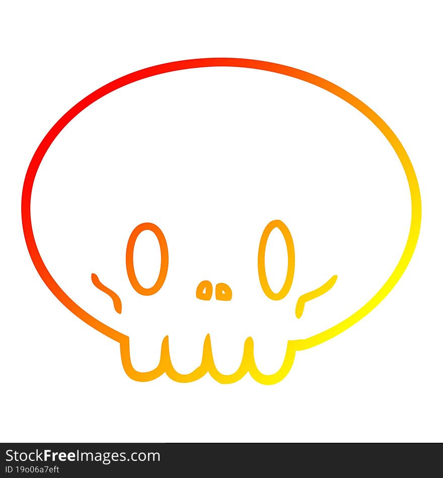 Warm Gradient Line Drawing Cartoon Skull